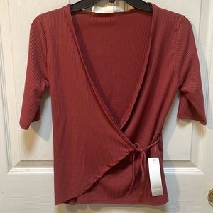 Wrap deep V-neck top Medium